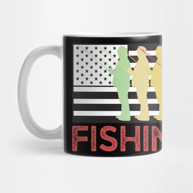 Fishing Team Vintage American Flag by JustBeSatisfied